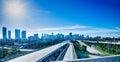 Miami florida city skyline and streets