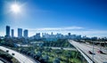 Miami florida city skyline and streets