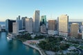 Aerial view of City of Miami and Bayfront Park, Florida.