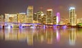 Miami Florida downtown buildings at night
