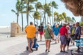 MIAMI, FLORIDA - JANUARY 21, 2018: A crowd of people on the waterfront. With selective focus Royalty Free Stock Photo