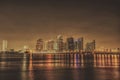Miami Florida night skyline Long exposure Royalty Free Stock Photo