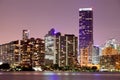 Miami Florida sunset over downtown buildings Royalty Free Stock Photo