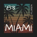 Miami Florida tee print with palm trees