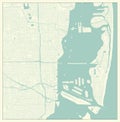 Miami, Florida, US City Map in Retro Style. Outline Map Royalty Free Stock Photo