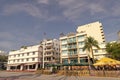 Miami, Florida USA - April 18, 2021: Miami south beach ocean drive the fritz hotel and bentley. Royalty Free Stock Photo