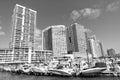 Miami, Florida USA - April 15, 2021: skyscrapers with yacht harbor in downtown Royalty Free Stock Photo