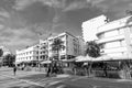 Miami, Florida USA - April 18, 2021: Miami south beach ocean drive bentley and the fritz hotelarchitecture building in Royalty Free Stock Photo