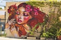 Miami, United States - Beautiful mural on the Eight Street in the Cuban district of Miami