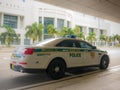 Miami, Florida, USA. August 2019. Police car on Miami streets. Police Department serving Miami-Dade County and has more than 3