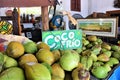 Miami, United States - A store with fresh coco nuts in the Eight Street, the Cuban District of Miami