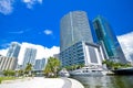 Miami, Florida, USA - Posh condominiums, hotels and yachts along the Miami River. Prime Real Estate