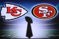 MIAMI, FLORIDA, USA, JANUARY, 20. 2020: Super Bowl LIV, the 54th Super Bowl,Kansas City Chiefs vs. The San Francisco 49ers at Hard Royalty Free Stock Photo