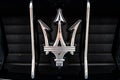 Miami, Florida, USA - JUNE 2020: Maserati logo. Super car. Beautiful expensive car. Horsepower.