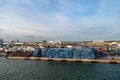 Miami, Florida USA - March 18, 2016: cargo port shipment with containers storage