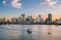 Miami, Florida, USA - March 3, 2022 - Sunset over Miami\'s skyline and business sector. Royalty Free Stock Photo