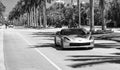 Miami, Florida USA - March 25, 2023: white Chevrolet Corvette C7 Z06 Z07 Stage 2 Style Carbon Fiber Front Bumper Lower