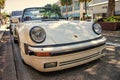 Miami, Florida USA - March 25, 2023: white Porsche930 retro vintage classic convertible car, front view