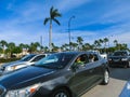 Miami, Florida, USA - May 10, 2018: The many cars at traffic jam on a highway in Miami, FL, USA. Royalty Free Stock Photo