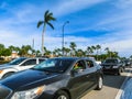 Miami, Florida, USA - May 10, 2018: The many cars at traffic jam on a highway in Miami, FL, USA. Royalty Free Stock Photo