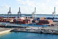 Row of Super Post-Panamax Cranes in Miami, Florida