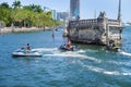 Miami, Florida, USA - 03 11 2024: Riders on Yamaha WaveRunner VX Cruiser HO Jet Ski boats in the waters of Biscayne Bay