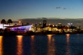 Miami, Florida, USA skyline on Port Miami Florida, city night backgrounds. City of Miami, night panorama of Port Miami Royalty Free Stock Photo