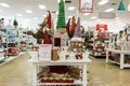 Miami, Florida/USA - 12/02/2019: Walmart decorated for Christmas. Merchandises for New year decoration. Rows with products