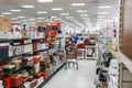 Miami, Florida/USA - 12/02/2019: Walmart decorated for Christmas. Merchandises for New year decoration. Rows with products