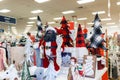 Miami, Florida/USA - 12/02/2019: Walmart decorated for Christmas. Merchandises for New year decoration. Rows with products