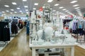 Miami, Florida/USA - 12/02/2019: Walmart decorated for Christmas. Merchandises for New year decoration. Rows with products
