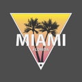 Miami florida vector illustration concept in vintage retro graphic style for t-shirt and other print production. Palms Royalty Free Stock Photo