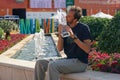 Daniil Medvedev of Russia poses with the champions trophy after defeating Jannik Sinner in the final match at 2023 Miami Open