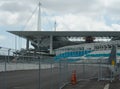 Speedway and bleachers on stadium designed for the Miami Grand Prix 2022 Formula One World Championship build in Miami Royalty Free Stock Photo