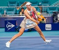 Elena Rybakina of Kazakhstan in action during semi-final match against Jessica Pegula of United States at 2023 Miami Open