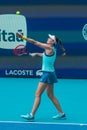 Elena Rybakina of Kazakhstan in action during semi-final match against Victoria Azarenka of Belarus at 2024 Miami Open
