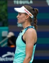 Elena Rybakina of Kazakhstan in action during semi-final match against Victoria Azarenka of Belarus at 2024 Miami Open