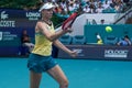 Elena Rybakina of Kazakhstan in action during semi-final match against Victoria Azarenka of Belarus at 2024 Miami Open