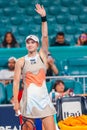 Elena Rybakina of Kazakhstan celebrates victory after semi-final match against Jessica Pegula of United States at 2023 Miami Open