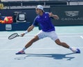 Francisco Cerundolo of Argentina in action during quarter-final match against Karen Khachanov of Russia at 2023 Miami Open