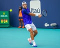 Francisco Cerundolo of Argentina in action during quarter-final match against Karen Khachanov of Russia at 2023 Miami Open
