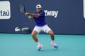 Francisco Cerundolo of Argentina in action during quarter-final match against Karen Khachanov of Russia at 2023 Miami Open