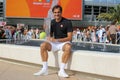 Grand Slam champion Roger Federer of Switzerland posing with trophy after his win at 2019 Miami Open final match