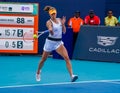 Professional tennis player Alize Cornet of France in action during her quarter-final women`s doubles match at 2022 Miami Open Royalty Free Stock Photo