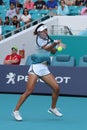 MIAMI GARDENS, FLORIDA - MARCH 27, 2019: Professional tennis player Qiang Wang of China in action during her quarter-final match Royalty Free Stock Photo