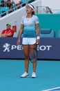 Professional tennis player Qiang Wang of China in action during her quarter-final match at 2019 Miami Open at Hard Rock Stadium Royalty Free Stock Photo