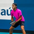 Tennis player Francisco Cerundolo of Argentina in action during his quarter-final match at 2022 Miami Open