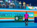 Tennis player Francisco Cerundolo of Argentina in action during his quarter-final match at 2022 Miami Open