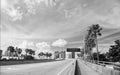 miami highway road. miami highway road with nobody. miami highway road with palm trees. Royalty Free Stock Photo