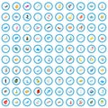 100 miami icons set, isometric 3d style